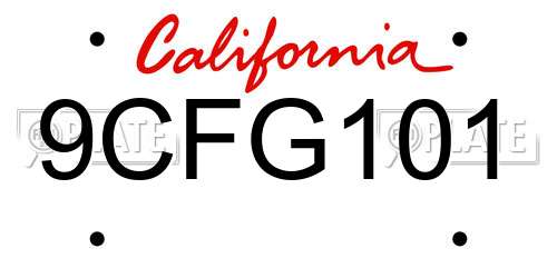 9CFG101 California License Plate