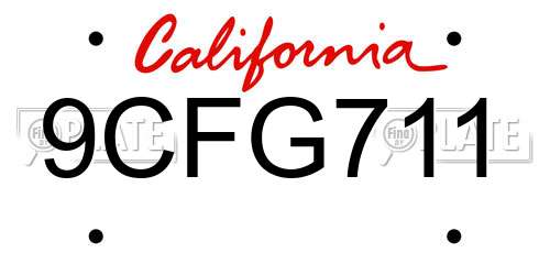 9CFG711 California License Plate