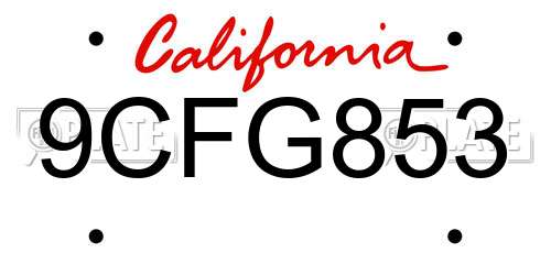 9CFG853 California License Plate