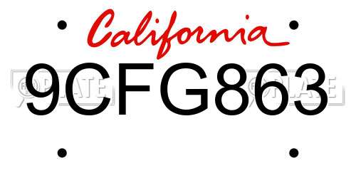 9CFG863 California License Plate