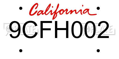 9CFH002 California License Plate