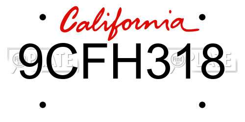 9CFH318 California License Plate