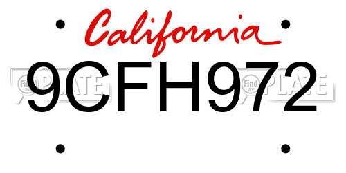 9CFH972 California License Plate