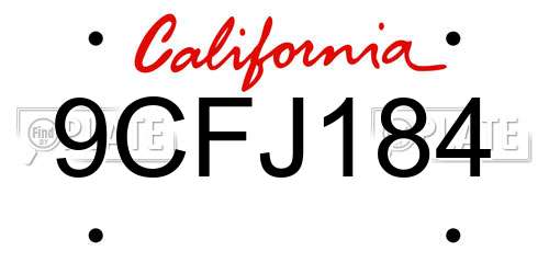 9CFJ184 California License Plate