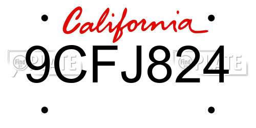 9CFJ824 California License Plate
