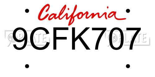 9CFK707 California License Plate