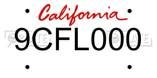 9CFL000 California License Plate