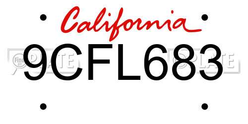 9CFL683 California License Plate