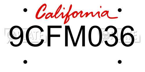9CFM036 California License Plate