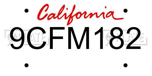 9CFM182 California License Plate