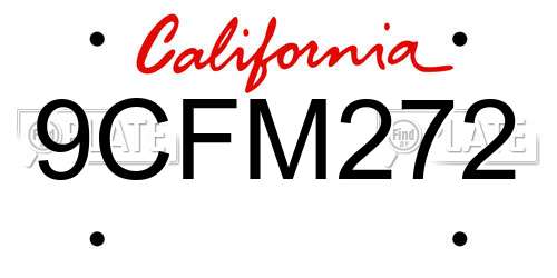 9CFM272 California License Plate