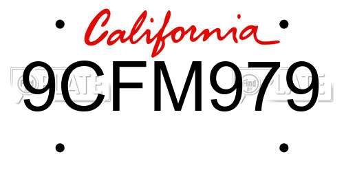 9CFM979 California License Plate