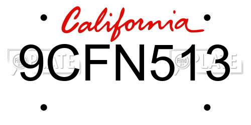 9CFN513 California License Plate