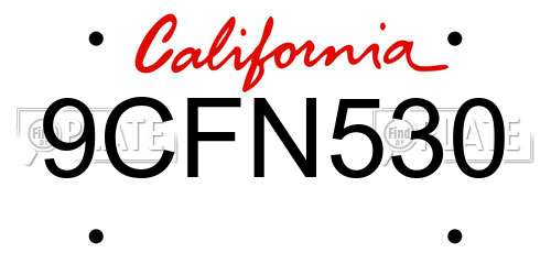 9CFN530 California License Plate