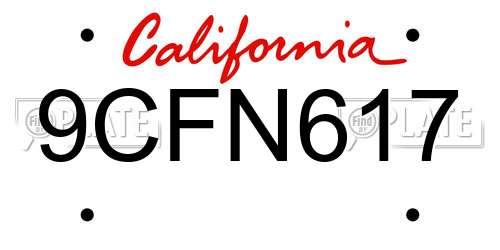 9CFN617 California License Plate