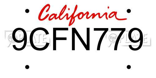 9CFN779 California License Plate