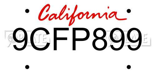 9CFP899 California License Plate