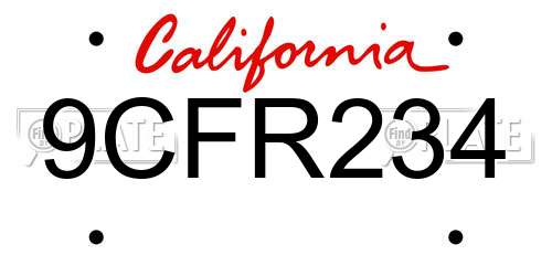 9CFR234 California License Plate