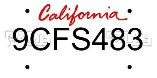 9CFS483 California License Plate