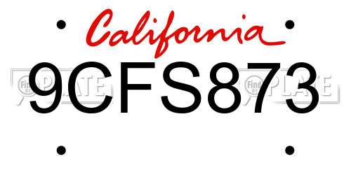 9CFS873 California License Plate