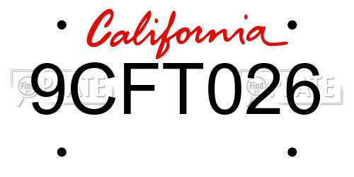9CFT026 California License Plate