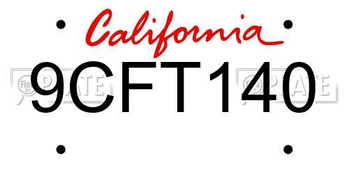 9CFT140 California License Plate