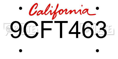 9CFT463 California License Plate