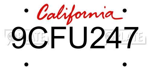 9CFU247 California License Plate