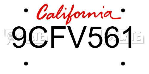 9CFV561 California License Plate