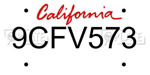 9CFV573 California License Plate