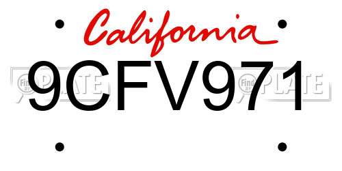 9CFV971 California License Plate