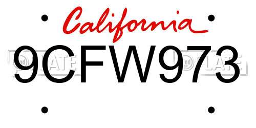 9CFW973 California License Plate