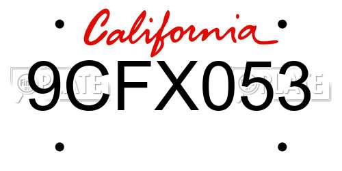9CFX053 California License Plate