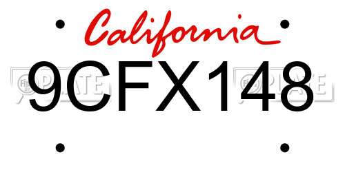 9CFX148 California License Plate