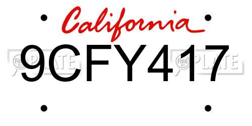 9CFY417 California License Plate