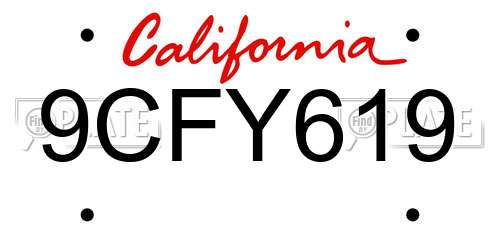 9CFY619 California License Plate