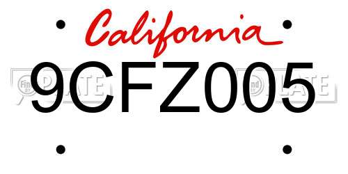 9CFZ005 California License Plate