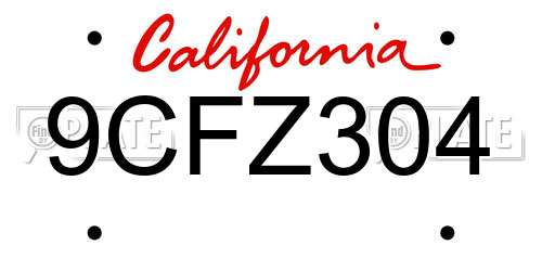 9CFZ304 California License Plate