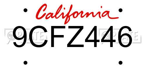 9CFZ446 California License Plate