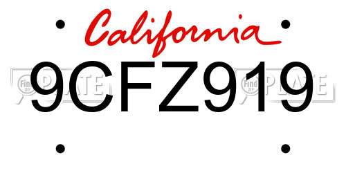 9CFZ919 California License Plate