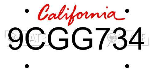9CGG734 California License Plate