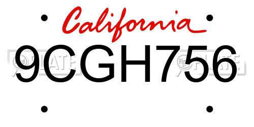 9CGH756 California License Plate