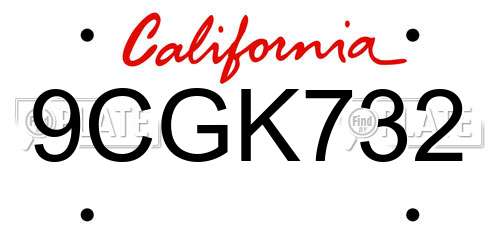9CGK732 California License Plate