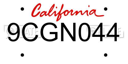 9CGN044 California License Plate