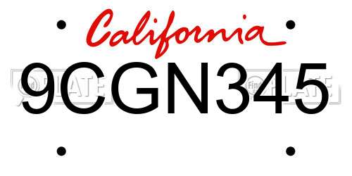 9CGN345 California License Plate