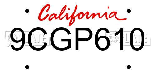9CGP610 California License Plate
