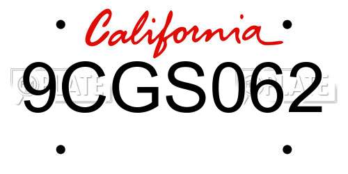 9CGS062 California License Plate
