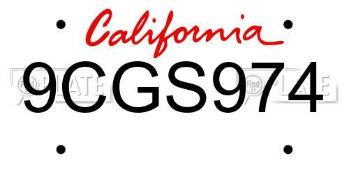 9CGS974 California License Plate