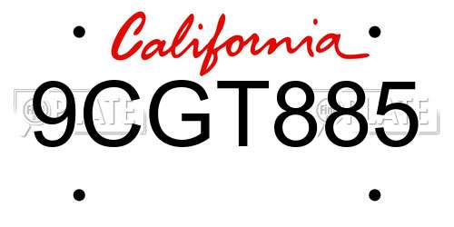 9CGT885 California License Plate