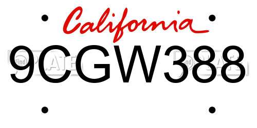 9CGW388 California License Plate